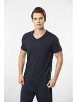 V Yaka Kısa Kollu Modal Erkek Pijama Takımı Cacharel 2192 Lacivert detay görünüm