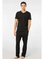 Kısa Kollu Cepli V Yaka Modal Erkek Pijama Takımı Cacharel 2192 Siyah