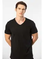 Kısa Kollu Cepli V Yaka Modal Erkek Pijama Takımı Cacharel 2192 Siyah detay görünüm