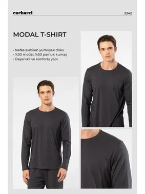 Cacharel Bisiklet Yaka Modal Pamuklu Erkek T-shirt Cacharel 2242 - Alternatif Görünüm