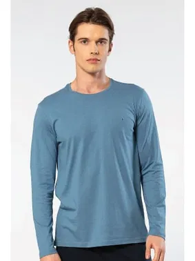 Cacharel Uzun Kollu Bisiklet Yaka Modal Pamuklu Erkek T-shirt Cacharel 2242