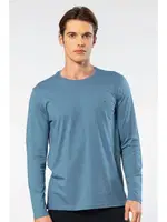 Uzun Kollu Bisiklet Yaka Modal Pamuklu Erkek T-shirt Cacharel 2242 İndigo