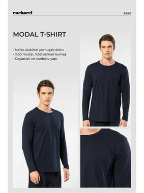Cacharel Lacivert Modal Pamuklu Bisiklet Yaka Erkek T-shirt Cacharel 2242 - Alternatif Görünüm