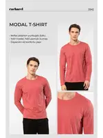 Uzun Kollu Modal Pamuk Bisiklet Yaka Erkek T-shirt Cacharel 2242 Mercan detay görünüm