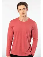 Uzun Kollu Modal Pamuk Bisiklet Yaka Erkek T-shirt Cacharel 2242 Mercan farklı açı