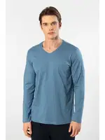 Pamuklu Modal V Yaka Uzun Kollu Erkek T-shirt Cacharel 2243 İndigo farklı açı