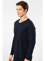 V Yaka Uzun Kollu Modal Pamuklu Erkek T-shirt Cacharel 2243 Lacivert görsel 4
