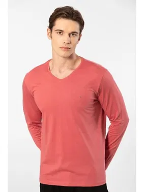 Cacharel Uzun Kollu Modal Pamuklu Erkek V Yaka T-shirt Cacharel 2243