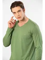 Modal Pamuklu V Yaka Erkek T-shirt Cacharel 2243 Yeşil farklı açı