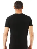 Erkek Pamuklu Kapalı Sıfır Yaka Yarım Kol Fanila T-Shirt Özkan 0265 Siyah detay görünüm