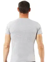 Erkek Pamuklu Kapalı Sıfır Yaka Yarım Kol Fanila T-Shirt Özkan 0265 Gri görsel 4