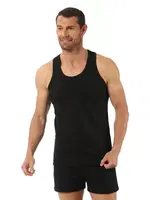 Erkek Pamuklu Likralı Süprem Esnek Rahat Sırtı Çapraz Sporcu Rambo Atlet Özkan 0267 Siyah farklı açı