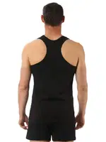 Erkek Pamuklu Likralı Süprem Esnek Rahat Sırtı Çapraz Sporcu Rambo Atlet Özkan 0267 Siyah görsel 4