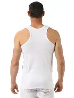 Erkek Pamuklu Penye Ribana Esnek Rahat Sırtı Çapraz Sporcu Rambo Atlet Özkan 0058 Beyaz detay görünüm