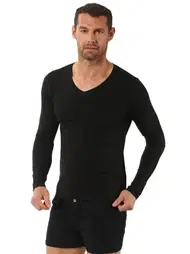 Özkan Erkek Penye Likralı Pamuklu V Yaka Uzun Kol T-Shirt Özkan 0274