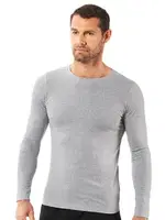 Erkek Penye Likralı Pamuklu Yuvarlak Yaka Uzun Kol T-Shirt Fanila Özkan 0266 Gri görsel 9