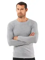 Erkek Penye Likralı Pamuklu Yuvarlak Yaka Uzun Kol T-Shirt Fanila Özkan 0266 Gri görsel 10