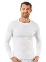 Erkek Penye Likralı Pamuklu Yuvarlak Yaka Uzun Kol T-Shirt Fanila Özkan 0266 Beyaz