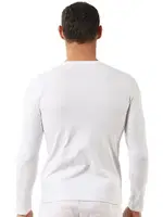 Erkek Penye Likralı Pamuklu Yuvarlak Yaka Uzun Kol T-Shirt Fanila Özkan 0266 Beyaz detay görünüm