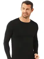 Erkek Penye Likralı Pamuklu Yuvarlak Yaka Uzun Kol T-Shirt Fanila Özkan 0266 Siyah görsel 6