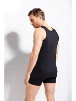 Erkek Penye %100 Pamuklu Premium Kalite Beyaz Atlet Kolcu K1100 Siyah farklı açı