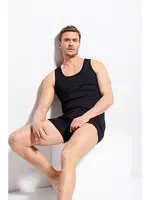 Erkek Penye %100 Pamuklu Premium Kalite Beyaz Atlet Kolcu K1100 Siyah görsel 4