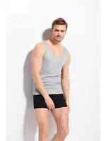 Erkek Penye %100 Pamuklu Premium Kalite Beyaz Atlet Kolcu K1100 Gri görsel 9