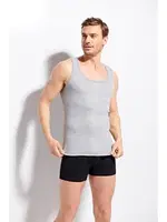 Erkek Penye %100 Pamuklu Premium Kalite Beyaz Atlet Kolcu K1100 Gri görsel 8