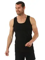 Erkek Premium Kumaş Pamuklu Modal Esnek Rahat Kalın Askılı Atlet Özkan 10852 Siyah görsel 4