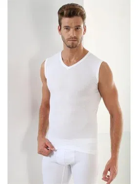 Arma Yıldız Erkek Ribana Beyaz V Yaka Kolsuz Atlet Arma Yıldız 1115