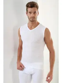 Arma Yıldız Erkek Ribana Beyaz V Yaka Kolsuz Atlet Arma Yıldız 1115