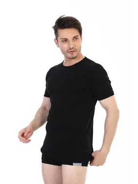 Çift Kaplan Erkek Ribana Bisiklet Yaka Siyah Fanila Çift Kaplan 841 - Alternatif Görünüm