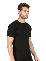 Erkek Ribana Esnek Rahat Kapalı Yaka Yarım Kol Atlet Fanila Özkan 0116 Siyah görsel 7