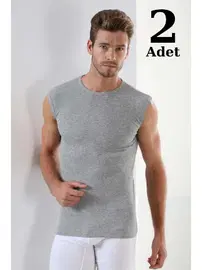 Arma Yıldız Erkek Ribana Gri Yuvarlak Yaka Kolsuz Atlet 2'li Paket Arma Yıldız 1110 - 2 ADET