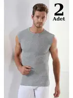 Erkek Ribana Gri Yuvarlak Yaka Kolsuz Atlet 2'li Paket Arma Yıldız 1110 - 2 ADET Gri