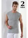Erkek Ribana Gri Yuvarlak Yaka Kolsuz Atlet 2'li Paket Arma Yıldız 1110 - 2 ADET