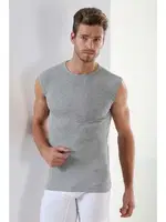 Erkek Ribana Gri Yuvarlak Yaka Kolsuz Atlet 2'li Paket Arma Yıldız 1110 - 2 ADET Gri detay görünüm