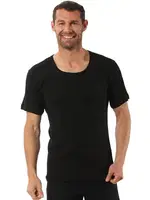 Erkek Ribana Pamuklu Esnek Rahat Geniş Yaka Kısa Kollu Fanila T-Shirt Özkan 0115 - 3 ADET Siyah görsel 5