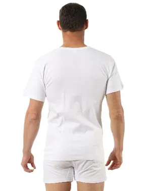 Özkan Erkek Ribana Pamuklu Esnek Rahat Geniş Yaka Kısa Kollu Fanila T-Shirt Özkan 0115 - 3 ADET - Alternatif Görünüm