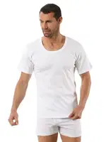 Erkek Ribana Pamuklu Esnek Rahat Geniş Yaka Kısa Kollu Fanila T-Shirt Özkan 0115 - 3 ADET Beyaz farklı açı