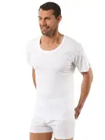 Erkek Ribana Pamuklu Esnek Rahat Geniş Yaka Kısa Kollu Fanila T-Shirt Özkan 0115 - 3 ADET Beyaz görsel 4