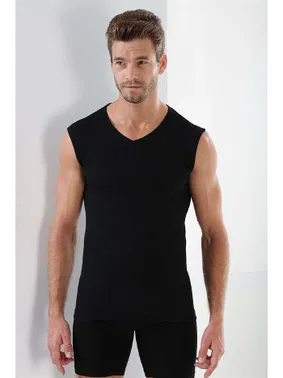 Arma Yıldız Erkek Ribana Siyah V Yaka Kolsuz Atlet Arma Yıldız 1115