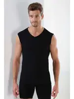 Erkek Ribana Siyah V Yaka Kolsuz Atlet Arma Yıldız 1115 Siyah