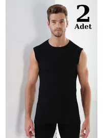 Arma Yıldız Erkek Ribana Siyah Yuvarlak Yaka Kolsuz Atlet 2'li Paket Arma Yıldız 1110 - 2 ADET