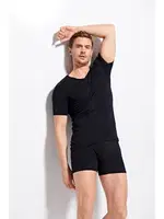 Erkek Ribana V Yaka Beyaz T-shirt %100 Pamuklu Premium Kalite Kolcu 1220 Siyah görsel 5