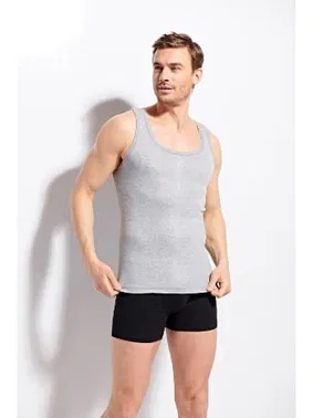 Kolcu Erkek Ribana %100 Pamuklu Premium Kalite Gri Atlet Kolcu 1230