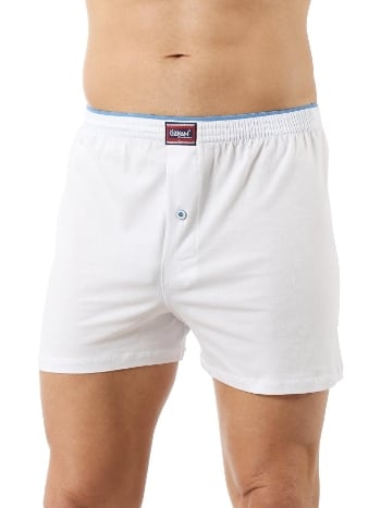 Erkek Şardonlu Pamuklu Beyaz Düğmeli Penye Boxer Özkan 0041