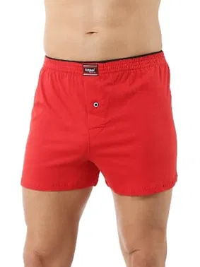 Özkan Erkek Şardonlu Pamuklu Kırmızı Düğmeli Penye Boxer Özkan 0041