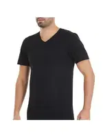 Erkek Siyah 6'lı Paket V-Yaka Kısa Kollu Fanila Atlet Yıldız Çamaşır 53 Siyah