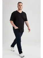 Erkek Siyah Battal V Yaka Fanila Arma Yıldız 9160 Siyah detay görünüm